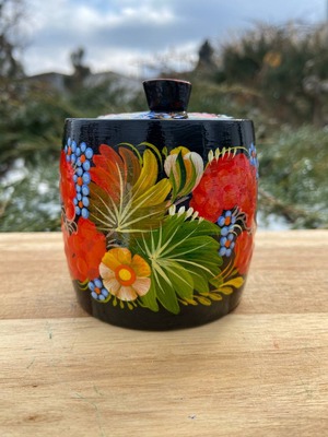 ペトリキフカ塗り　木製ボックス　物入れ（クーップカ作）