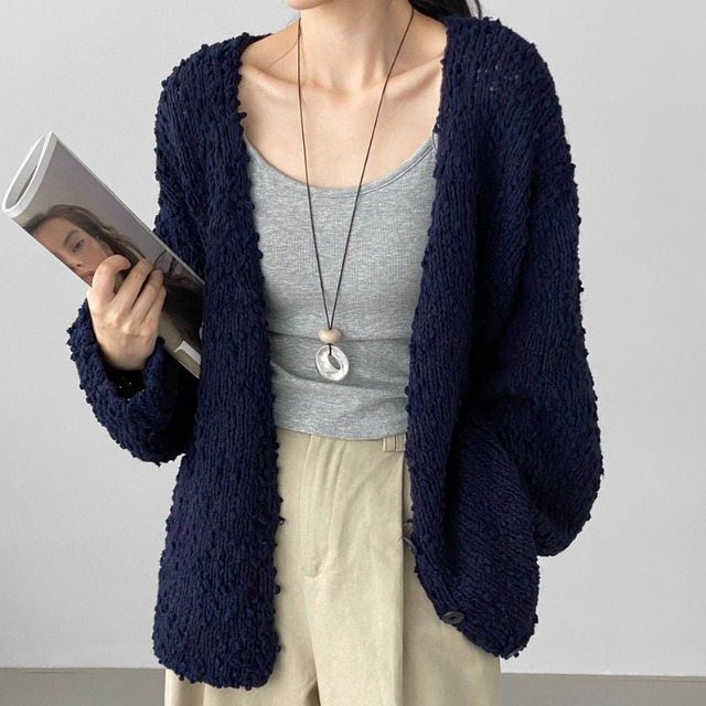 v-neck oversize knit cardigan J00071
