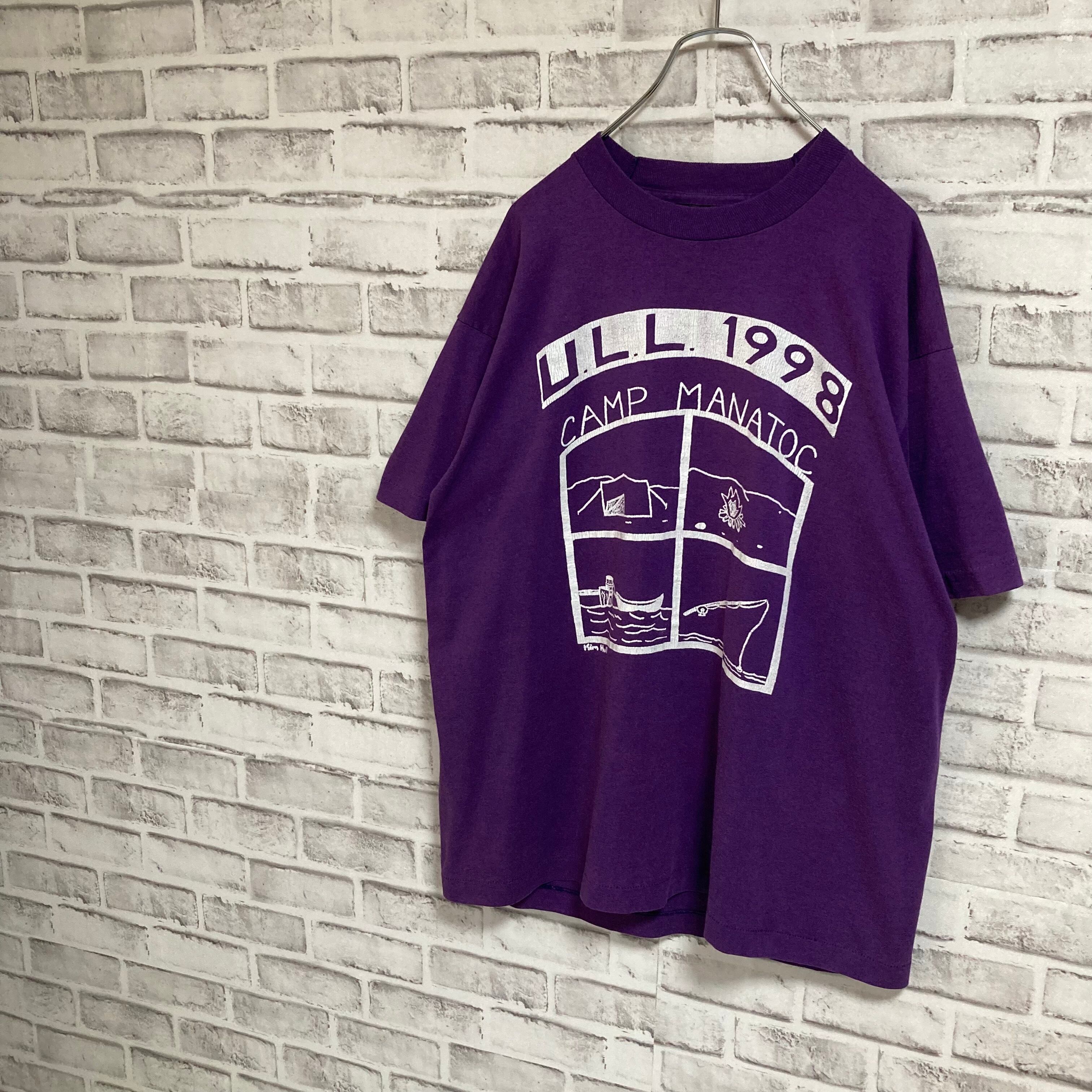 【FRUIT OF THE LOOM】S/S Tee XL Made inUSA 90s フルーツオブザルーム 90年代 キャンプ  アートプロモーション Tシャツ 焚き火 フィッシング ボート USA製 シングルステッチ ビッグシルエット アメリカ USA 古着