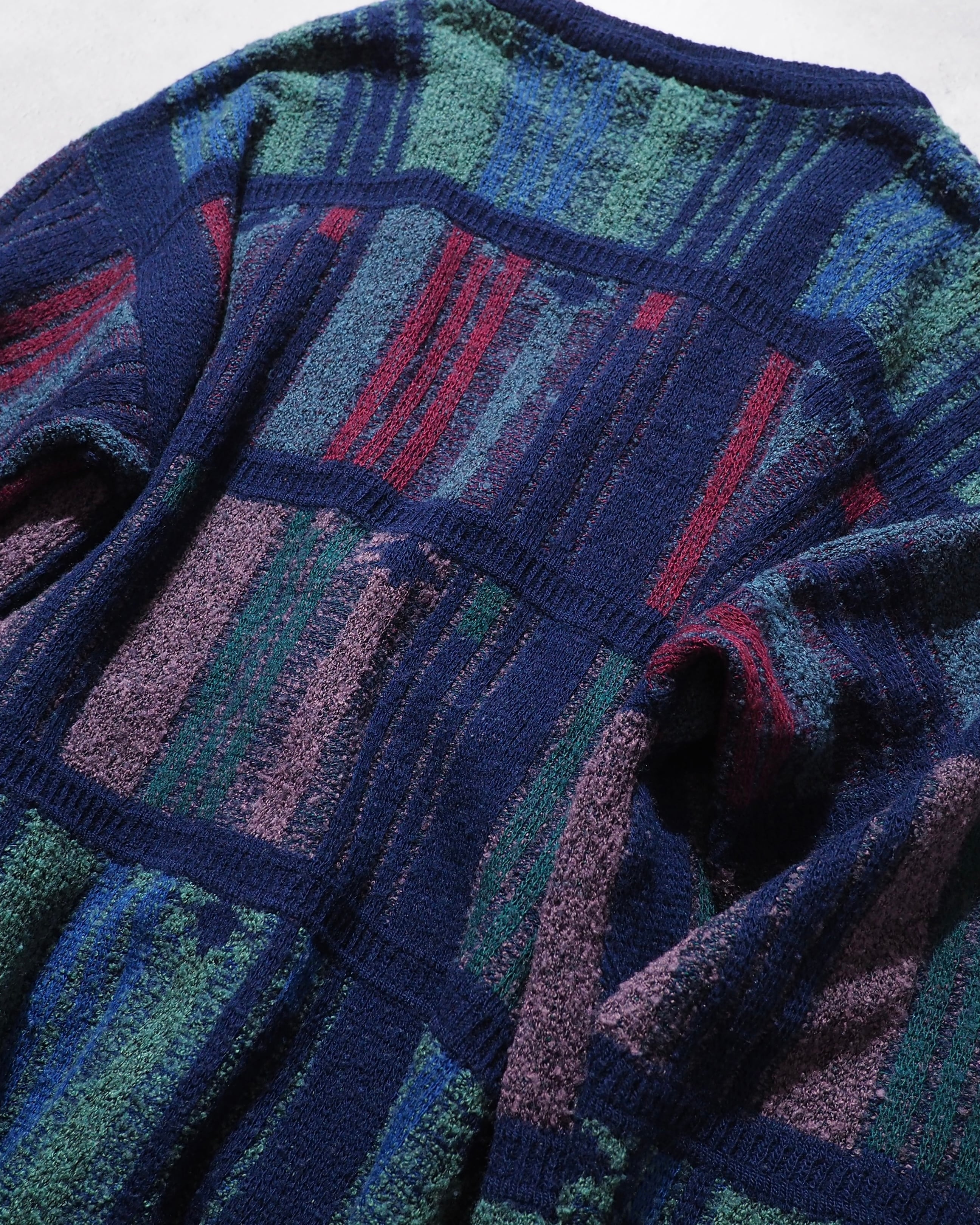 1990s " Paco Calvari " Cold tone Pile fabric vintage knit cardigan