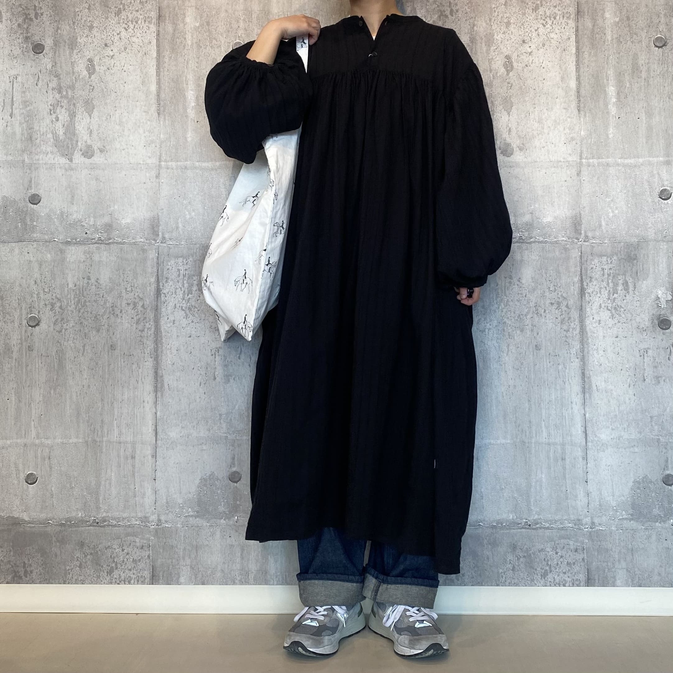 ハーベスティ HARVESTY シャツワンピース ブラック HARVESTY