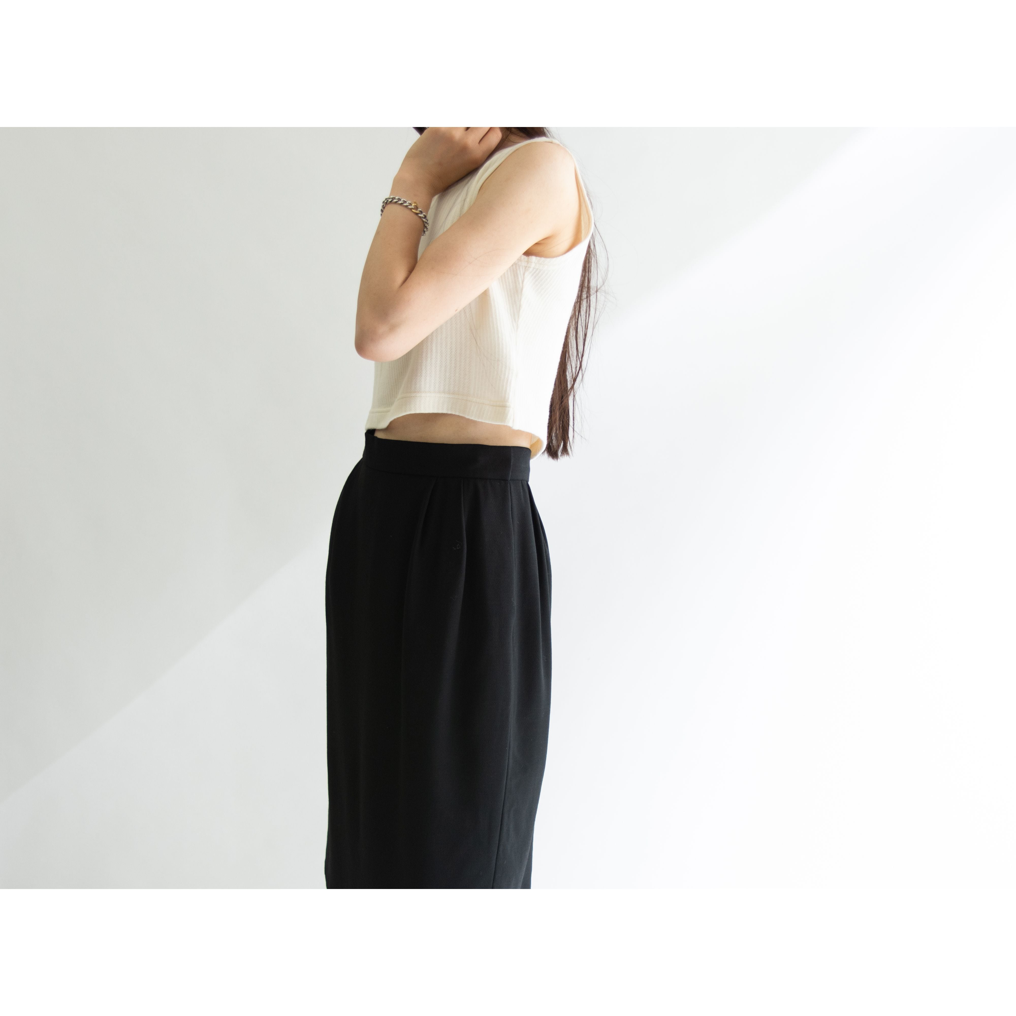 【YVES SAINT LAURENT】100% Wool 2Tuck Skirt（イヴ・サンローラン ツータックウールスカート）