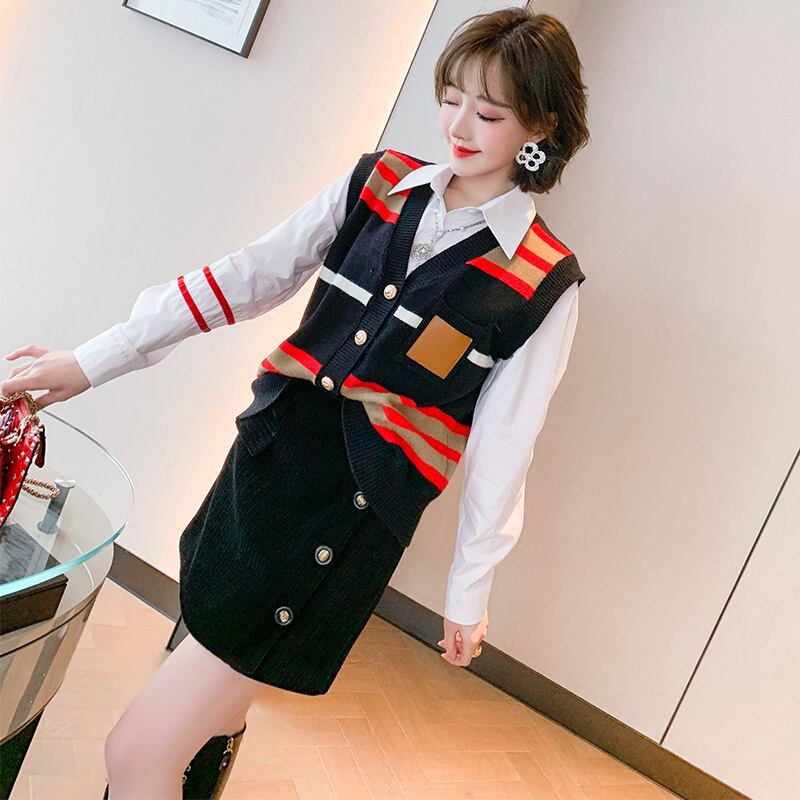 シャツ ストライプカーディガンニットスプリング 春物 MIUCO26287627435