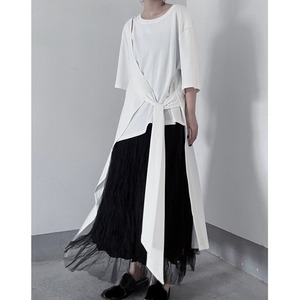 Fake Two Pieces Long Tops / フェイク ツー ピース ロング トップス シャツ