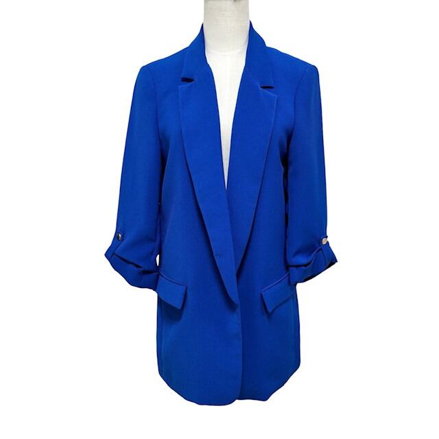 古着 ザラ ZARA ロールアップスリーブブレザー ジャケット クリーニング済み ロイヤルブルー レディース Mサイズ
