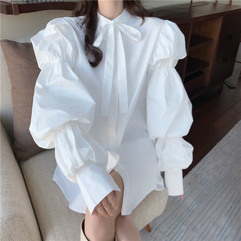 Shirring Bowtie Blouse