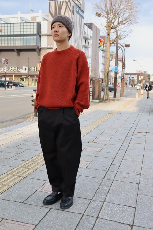 EVCON " WOOL LOW GAGE CREW NECK (ORANGE)"