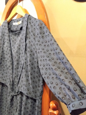 ジオメトリックポルカドットレトロワンピース/セットアップONEPIECEMADEINJAPANAntiqueVINTAGE日本製古着洋服