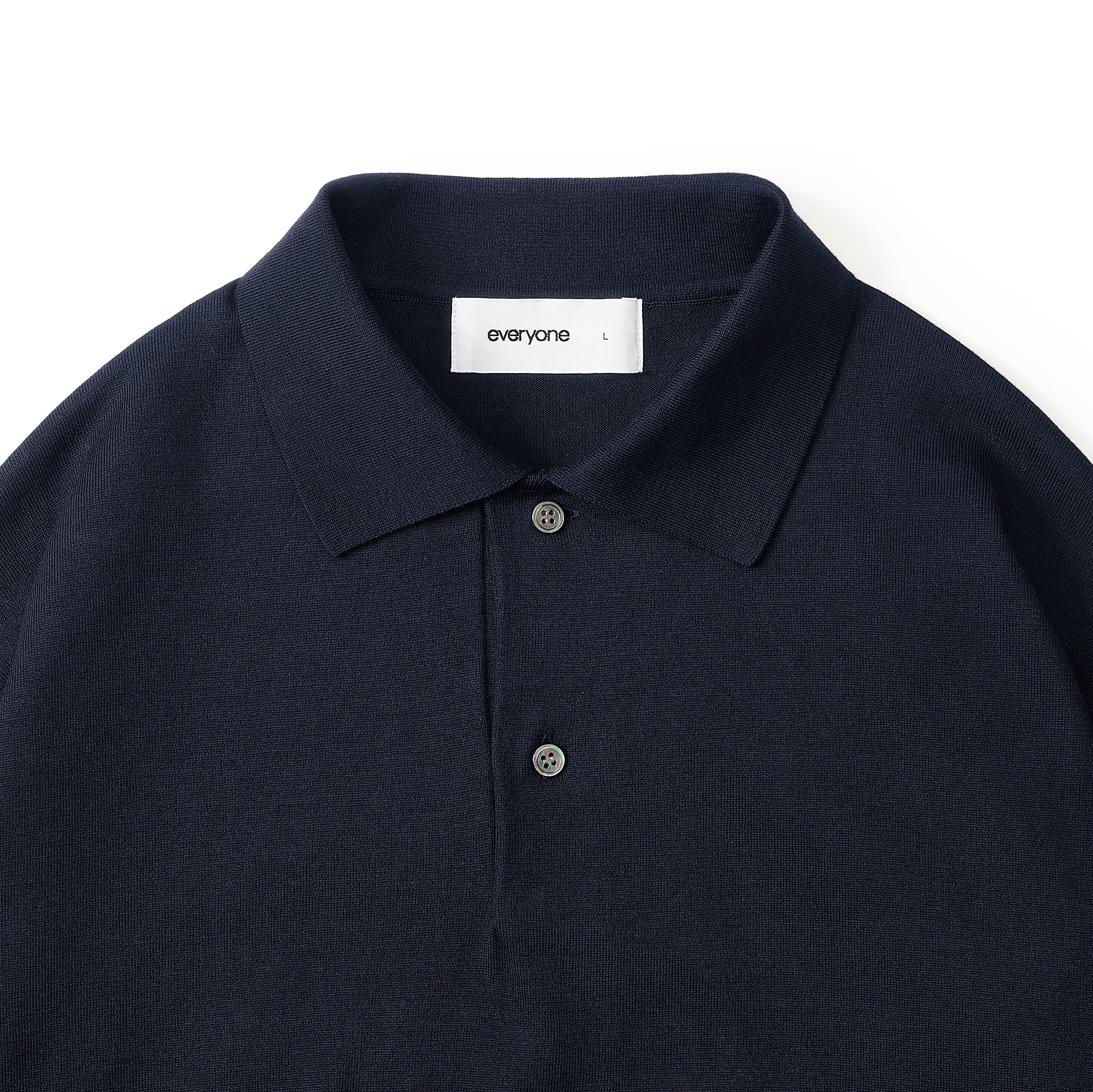 everyone ネイビー ポロシャツ　XL everyone cotton silk high gauge knit polo long sleeve (NAVY