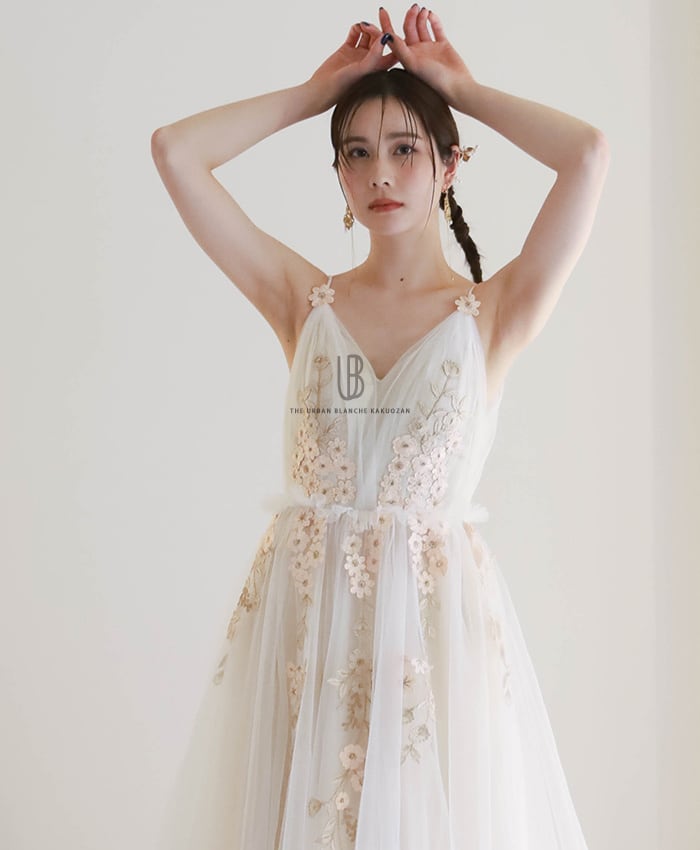 【THE URBAN BLANCHE ORIGINAL 】キャミドレス 花 刺繍 チュール 商品番号:WD18(U01) 東京(表参道)名古屋(覚王山)大阪(南船場)福岡(博多)
