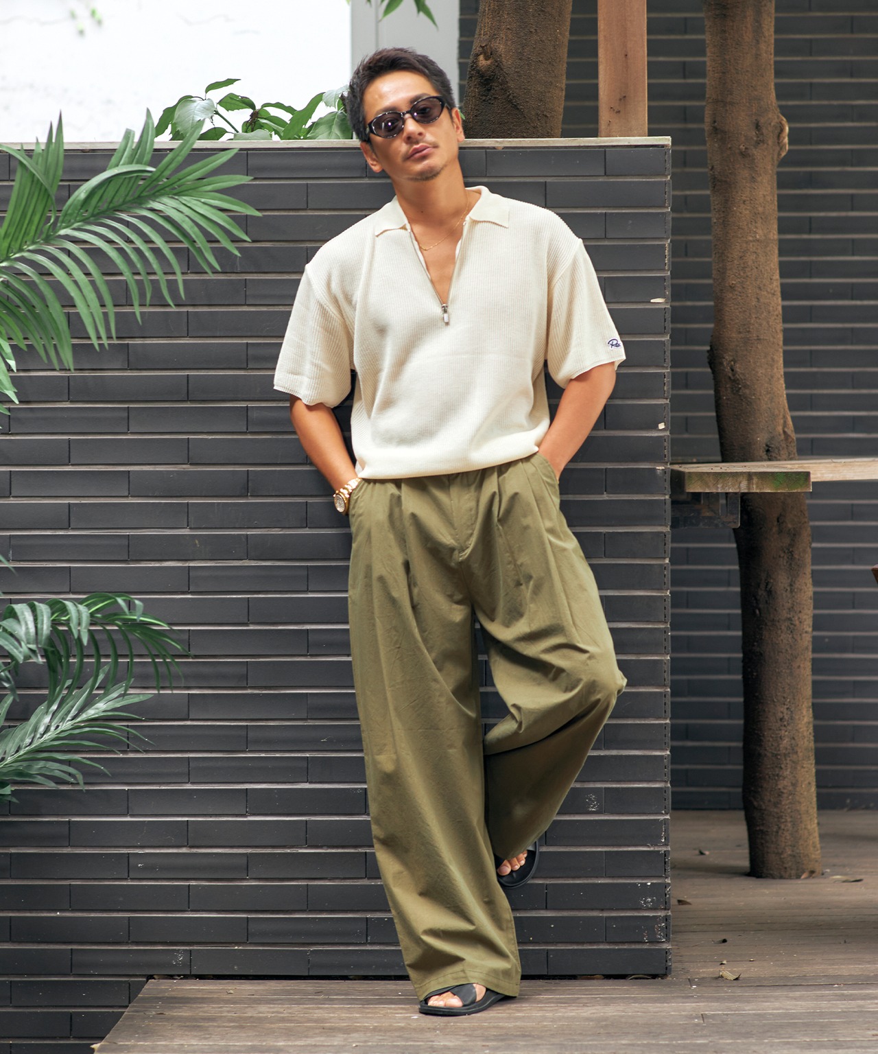 【#Re:room】TWO TUCK WIDE CHINO PANTS［REP270］