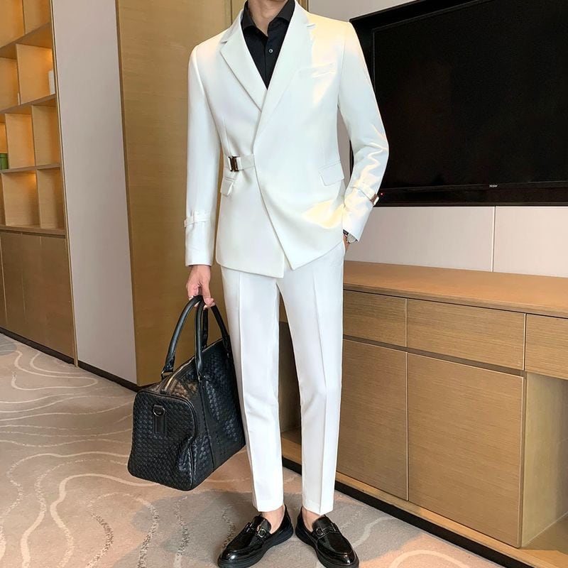 メンズダブルスーツ オリジナル斜めボタンスーツ SU0059 | R-Base