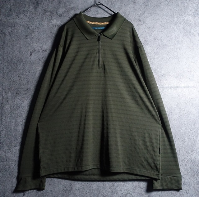 “PERRY ELLIS” Green Half-Zip Polo Shirt