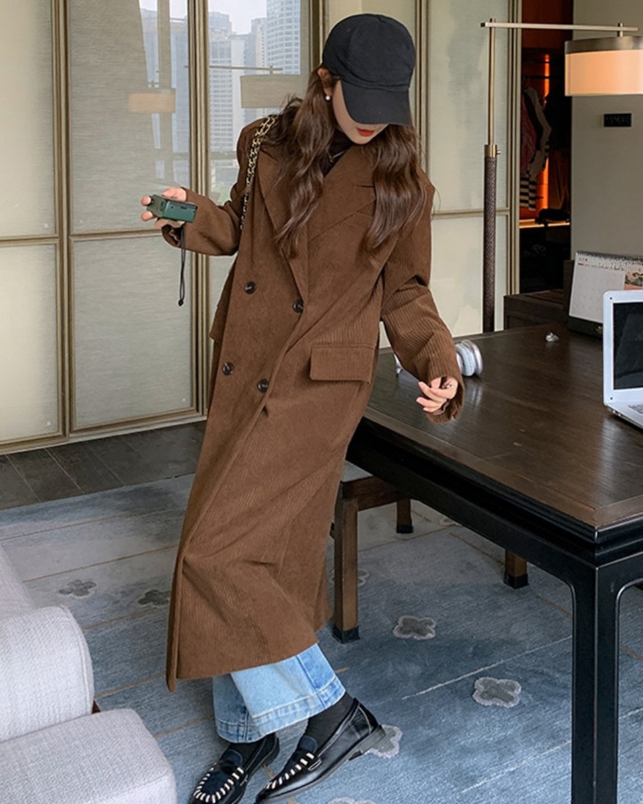 ロングコーデュロイコート A0705 - 3