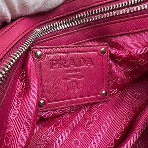 PRADA プラダ ギャザー レザー ハンドバッグ ピンク A-13269