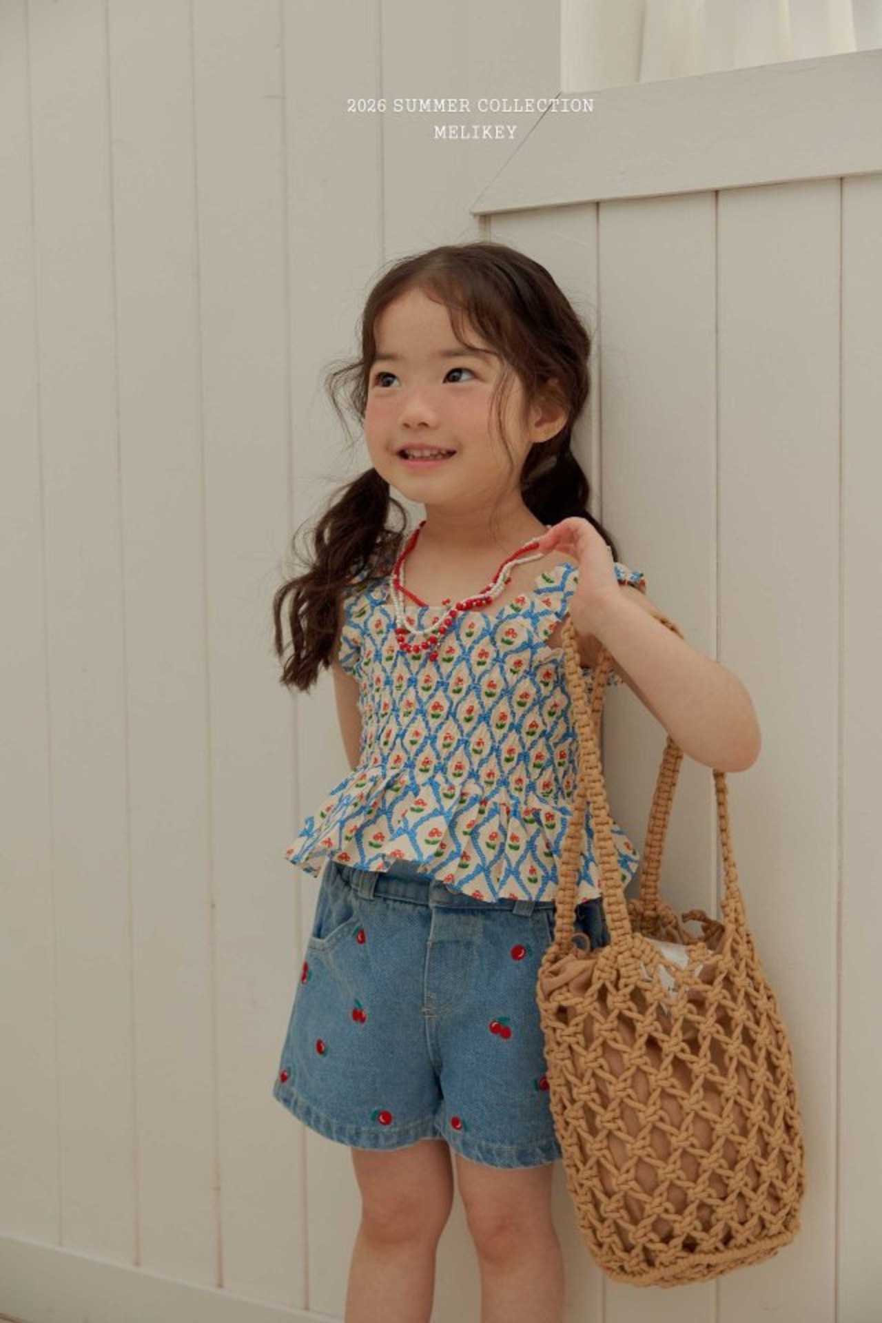 [MELIKEY] Cherry Ribbon Tucking Blouse / [미라이키] 체리리본터킹블라우스