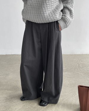 Double Pleated Wide Trousers