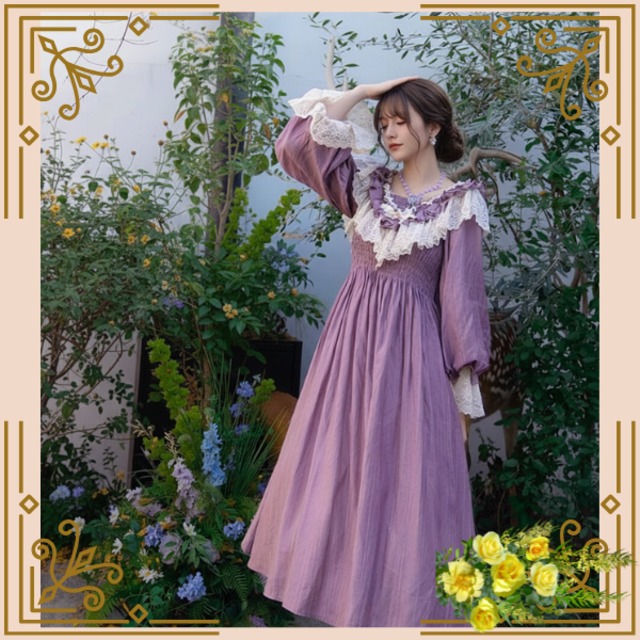 ♦ヨーロッパの古い庭で＊ラベンダーレースのクラシカルドレス♦trnd039