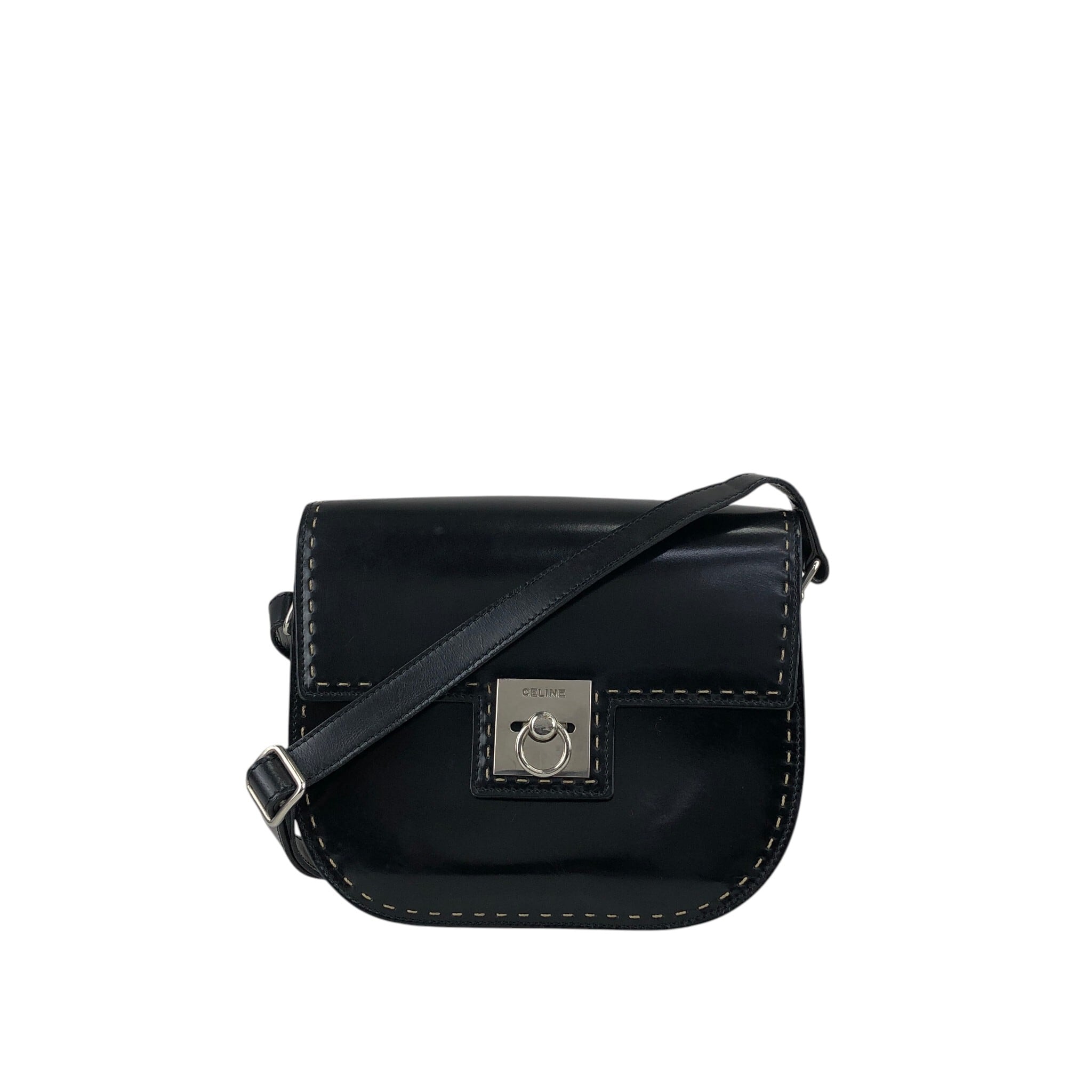 CELINE セリーヌ ショルダーバッグ ブラック シルバー ガンチーニ