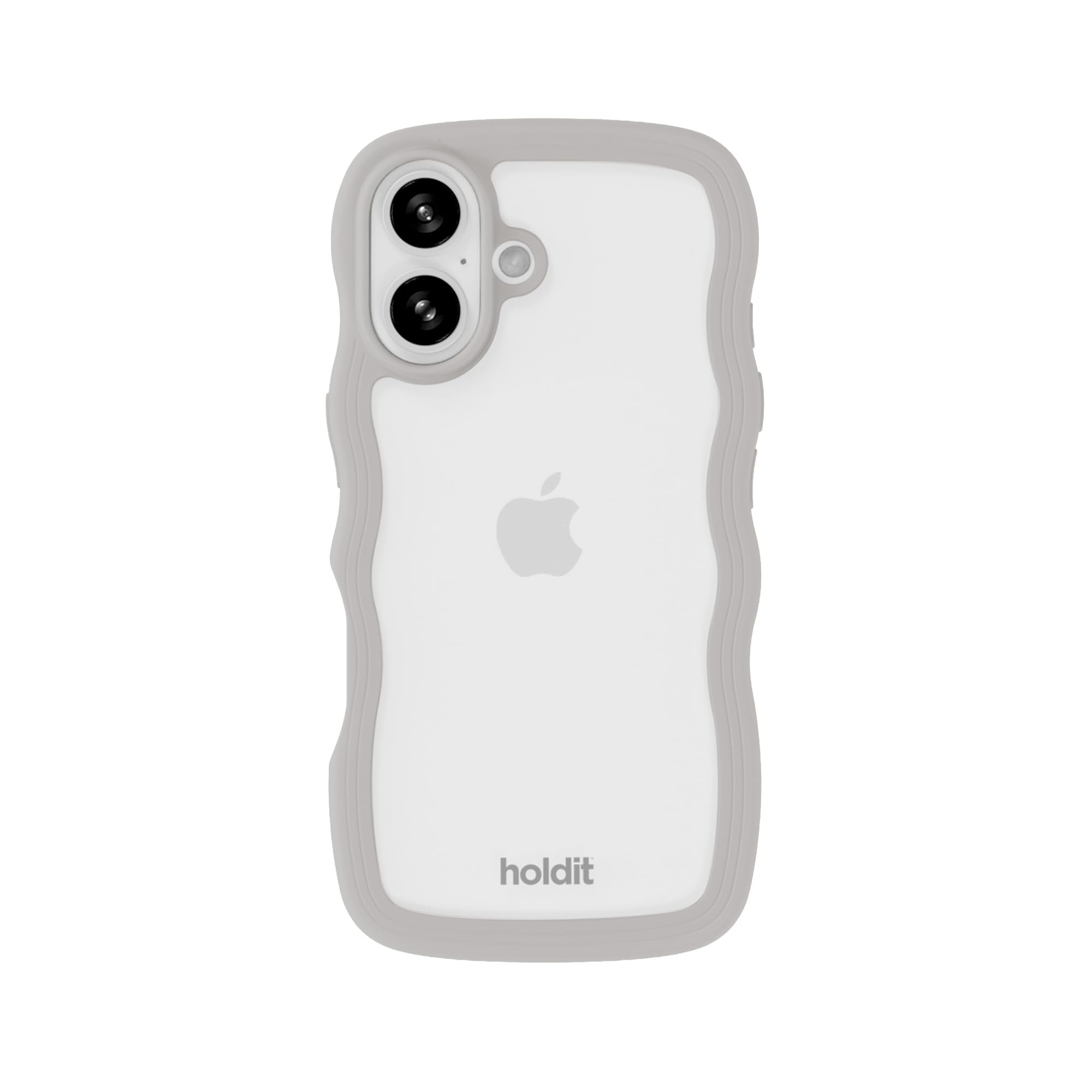 Holdit 耐衝撃 スマホケース (iPhone 16 / アイスグレー/クリアタイプ) 日本初上陸モデル スマホ ケース カバー なみなみ ウェーブ (衝撃吸収/TPU/ワイヤレス充電可能) iphoneケース iPhone16