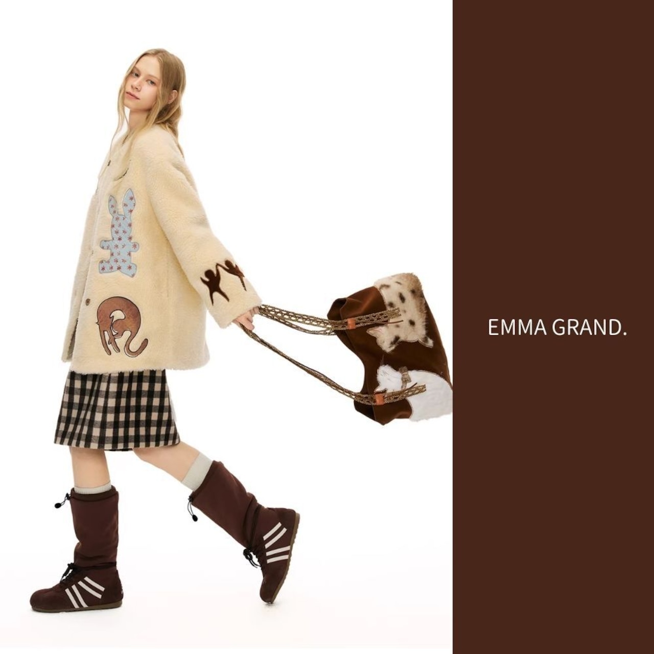 月を見上げるふたりの猫のファートートバッグE00623