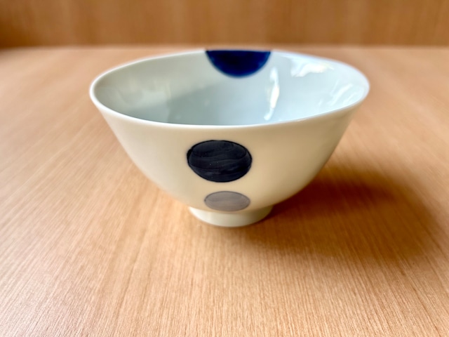 二色丸紋　茶碗(青)