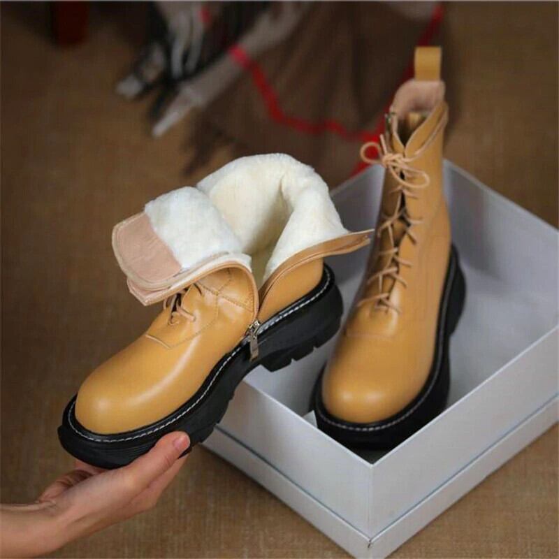 【新作】【送料無料】 女性のプラスサイズのハイヒールのブーツは厚い底のレースのハイヒールのブーツを増やします冬の雪のブーツ毛皮のブーツ 靴 シューズ 大きめサイズ ウィンター 冬物 10b330005595382