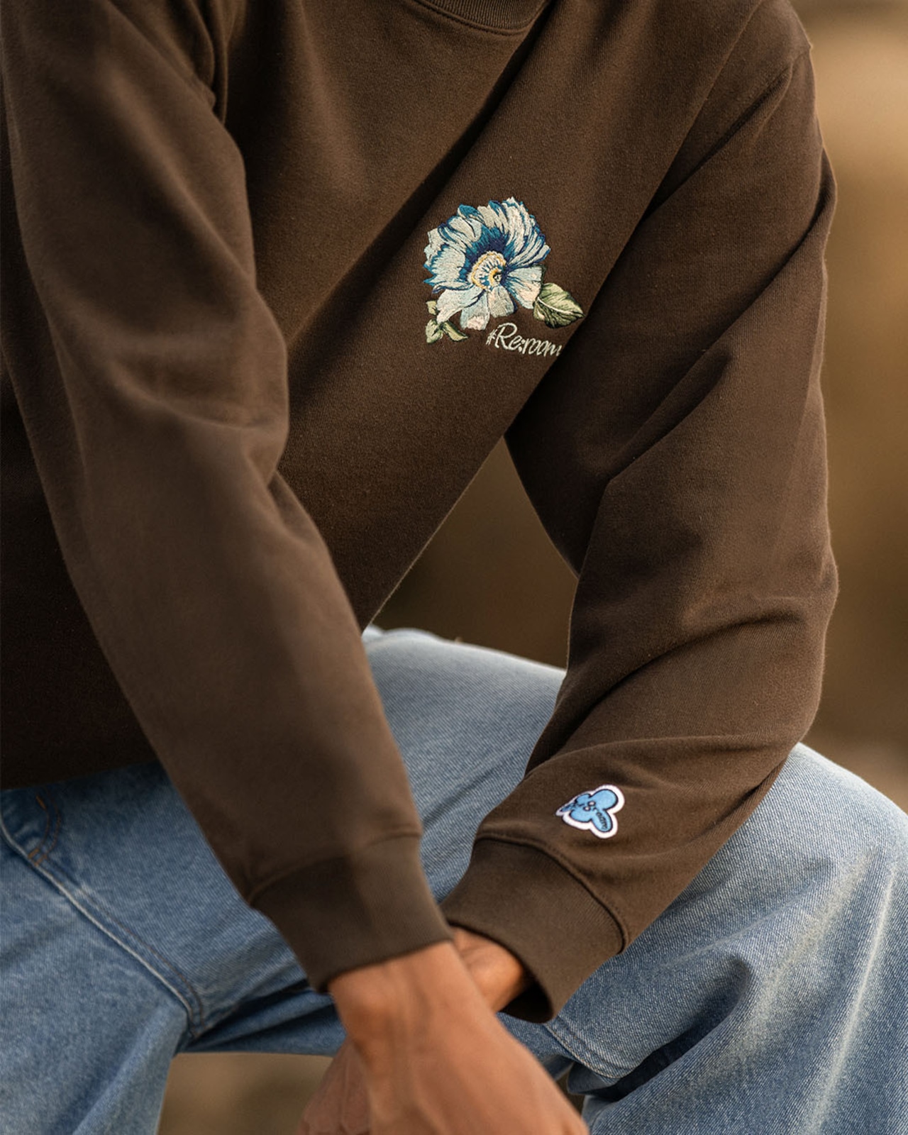 【#Re:room】FLOWER EMBROIDERY LOGO TRAINER［REC928］