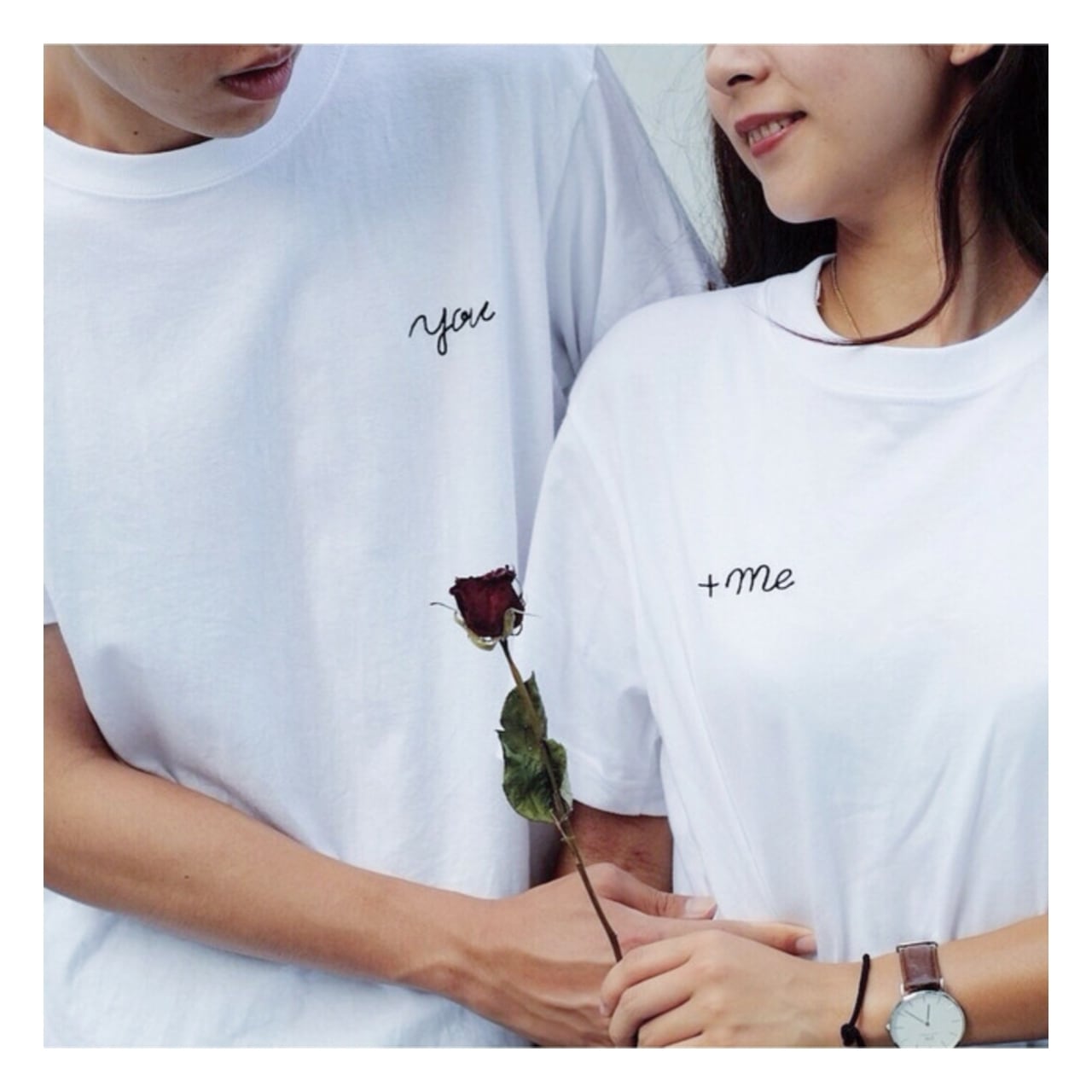 you +me Tシャツ (胸元刺繍) | us_samecloth 【お揃い ペアルック専門