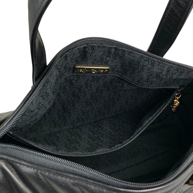 Yves Saint Laurent イヴ・サンローラン ハンドバッグ ブラック レザー Y字キルティング vintage ヴィンテージ オールド vp6k4v