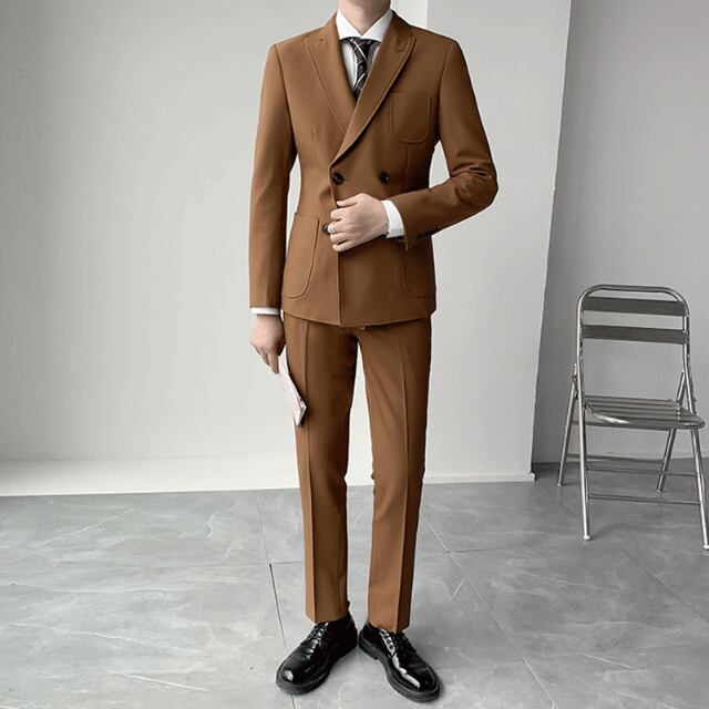 メンズスーツ セットアップ フォーマル 焦げ茶色 - スーツ