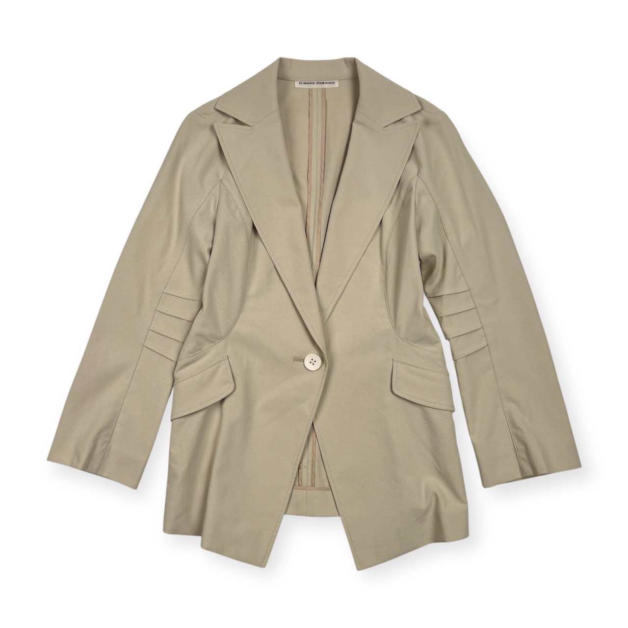 リネン混 HIROKO KOSHINO ヒロココシノ テーラードジャケット 9/アイボリー 系 レディース