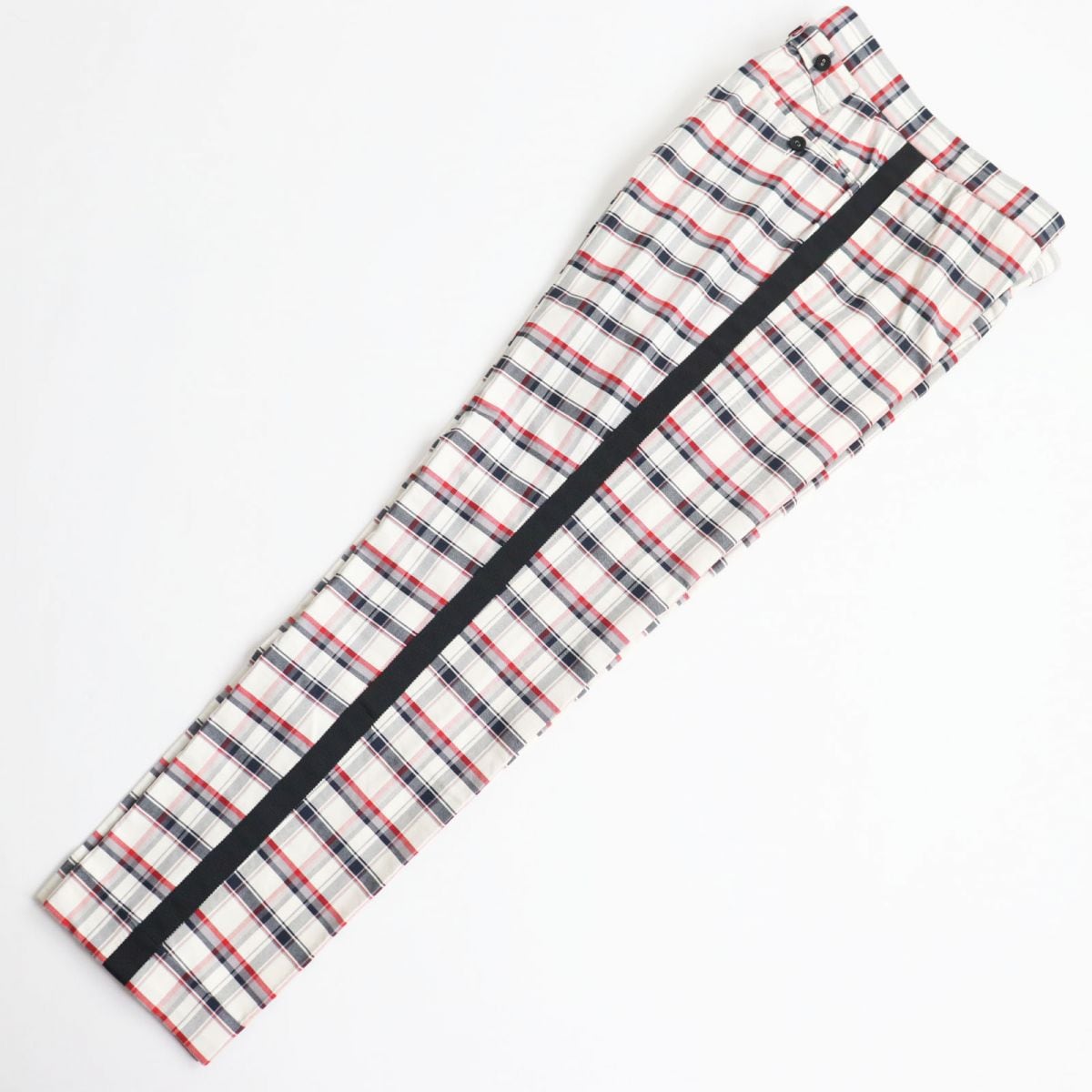 美品○THOM BROWNE トムブラウン チェック柄 サイドライン入り 美品○THOM BROWNE トムブラウン チェック柄 サイドライン入り