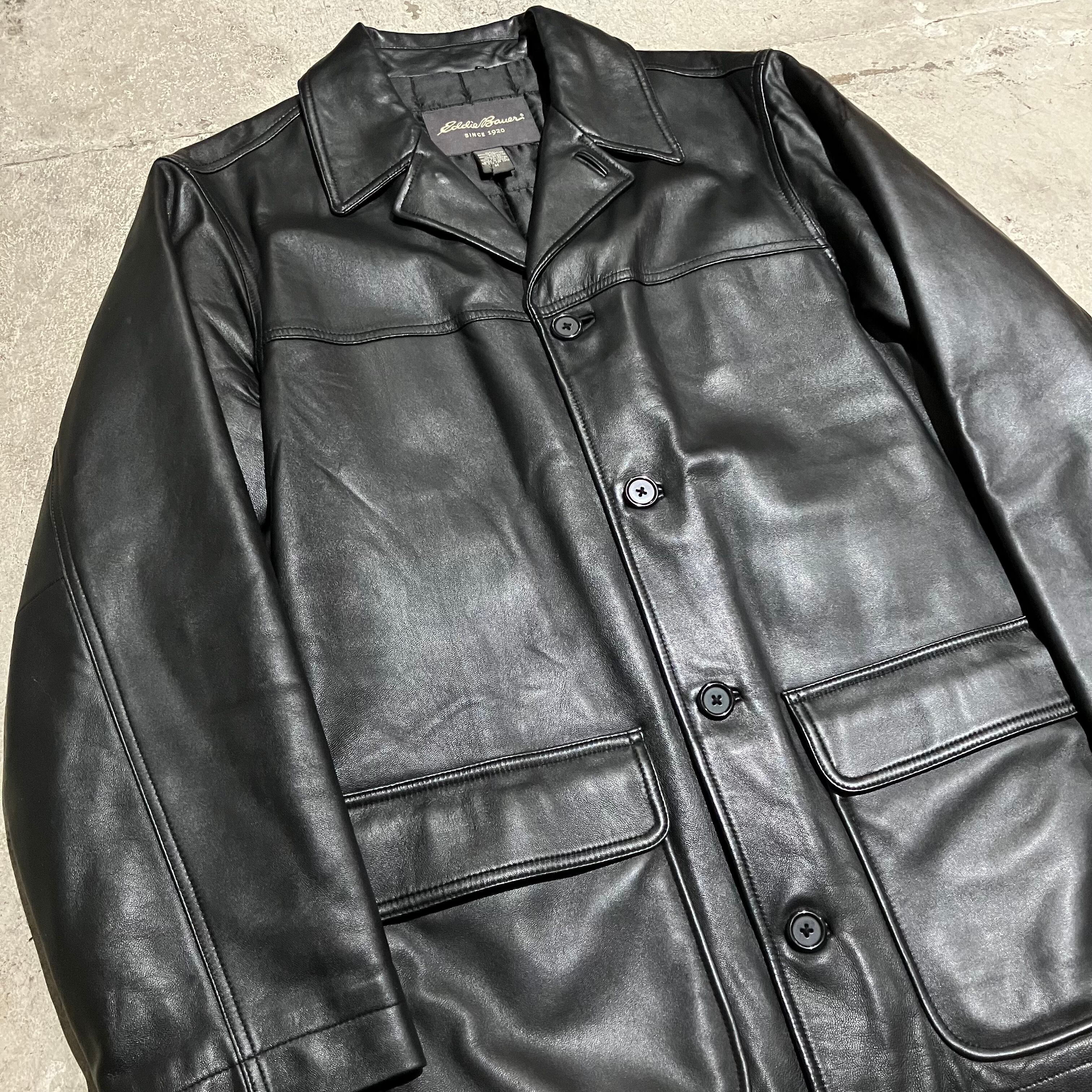 90s Eddie Bauer leather カーコート黒Mサイズ