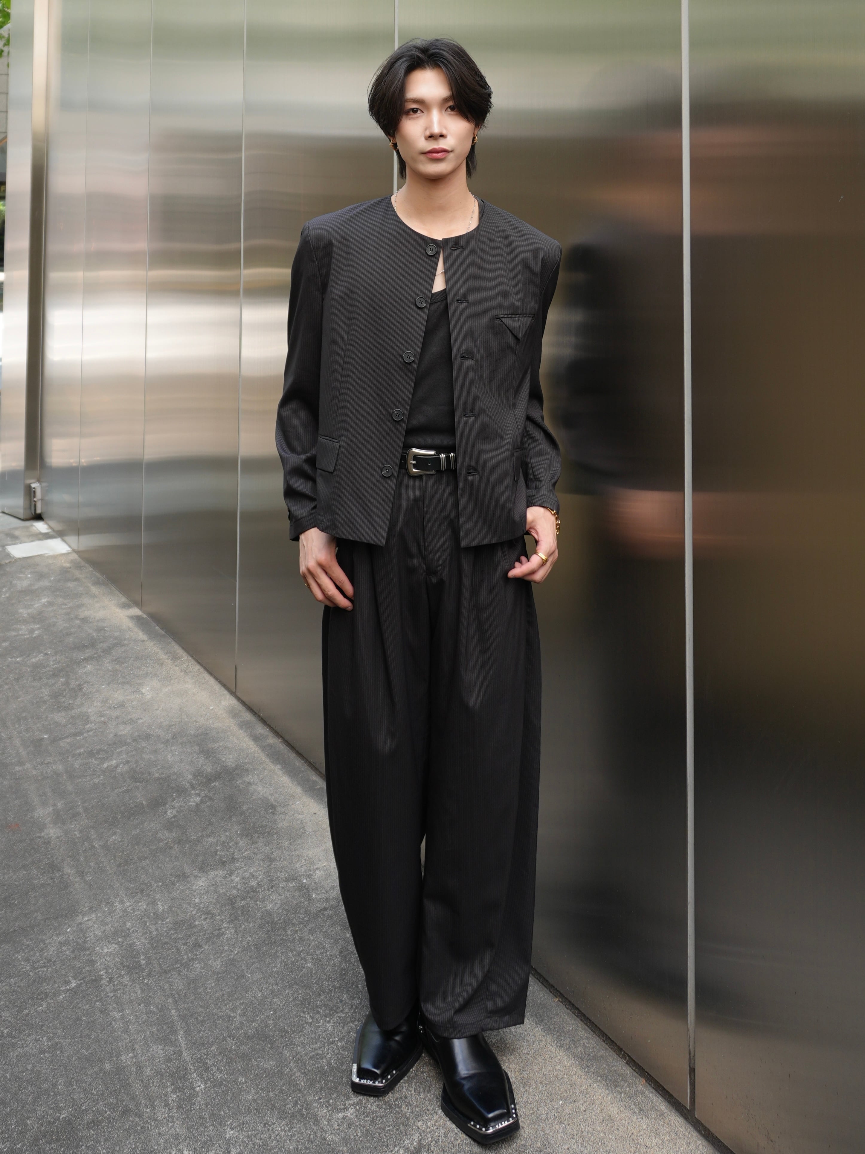 ALUDE SELECT】line short jacket set up(2color) | 【ALUDE】韓国