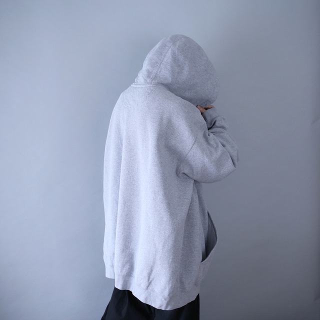 "Carhartt" sleeve logo printed XXXXL super over silhouette light gray sweat parka