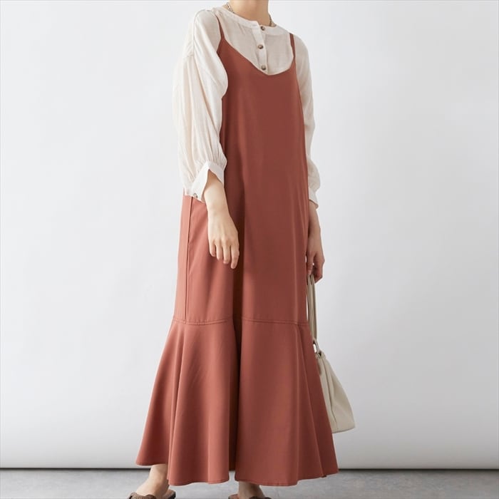 【マーメイドシルエットでレディな雰囲気に★マーメイドキャミワンピース】マーメイド キャミワンピース (裏地付)3カラー