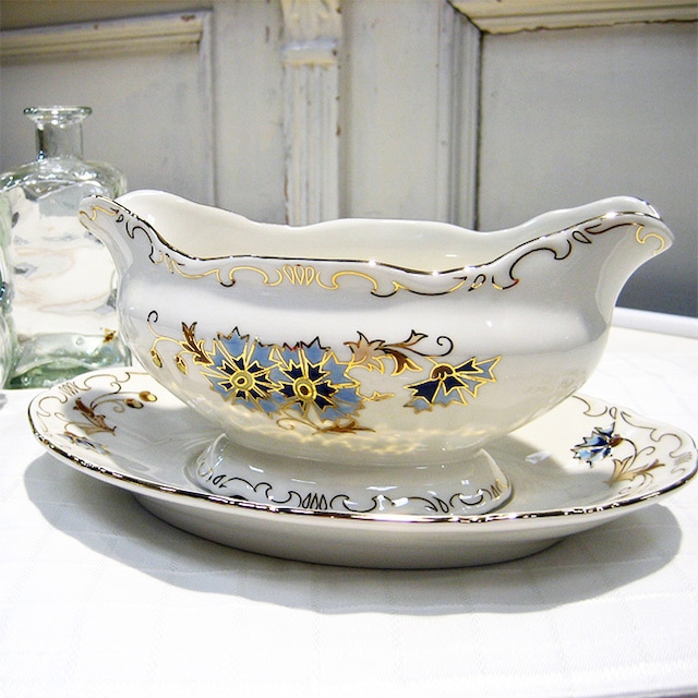 ジョルナイ ヤグルマギク ソースボート&ソーサー