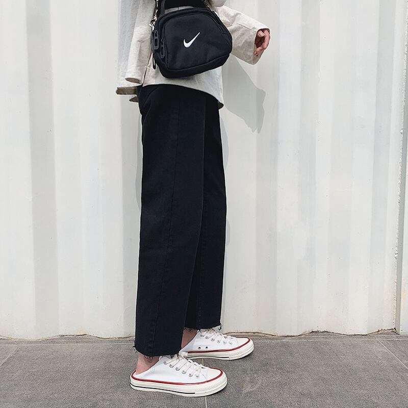 全1色 デニム パンツ ストレート カジュアル ダメージ おしゃれ