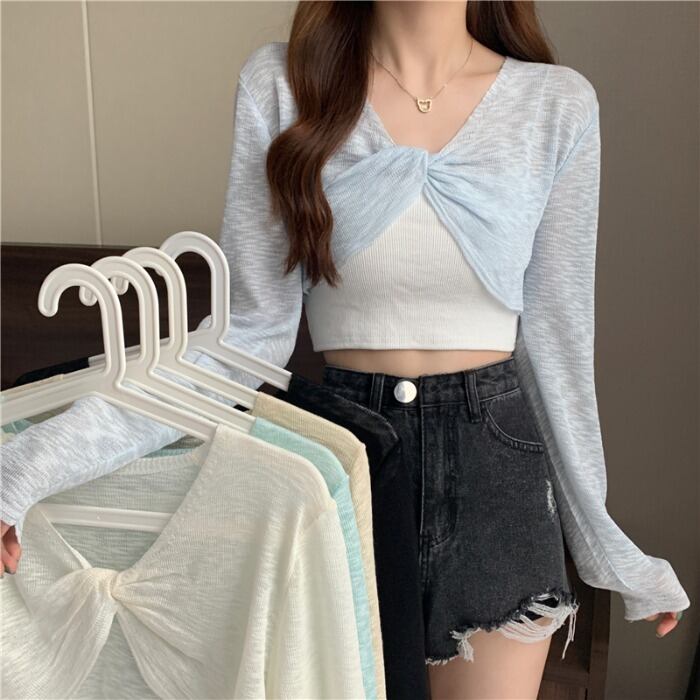 ニットセーター サマー薄手ブラウス ショートトップス ロング 夏物 1号婦人58353312569