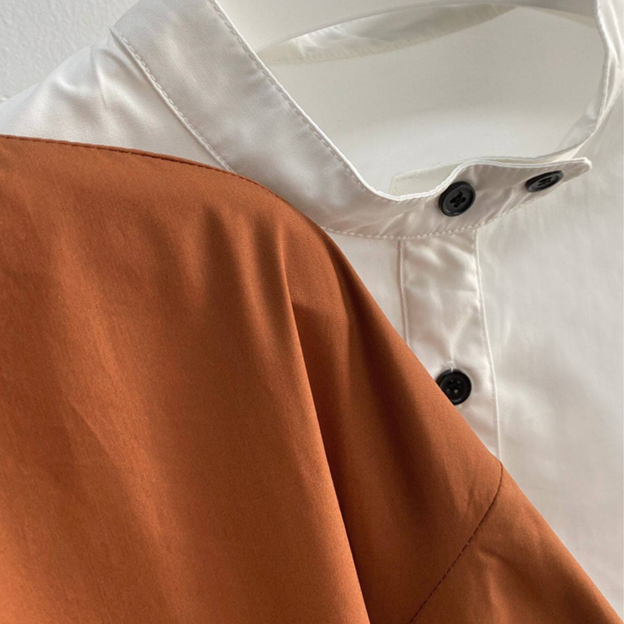 バンドカラー  ドロップショルダー ブラウス 　全2色　 00061