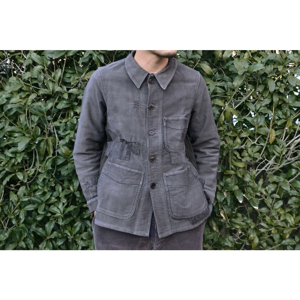 1940's ~ French Vintage Black Moleskin Jacket (V-Pocket) ⑥ ...