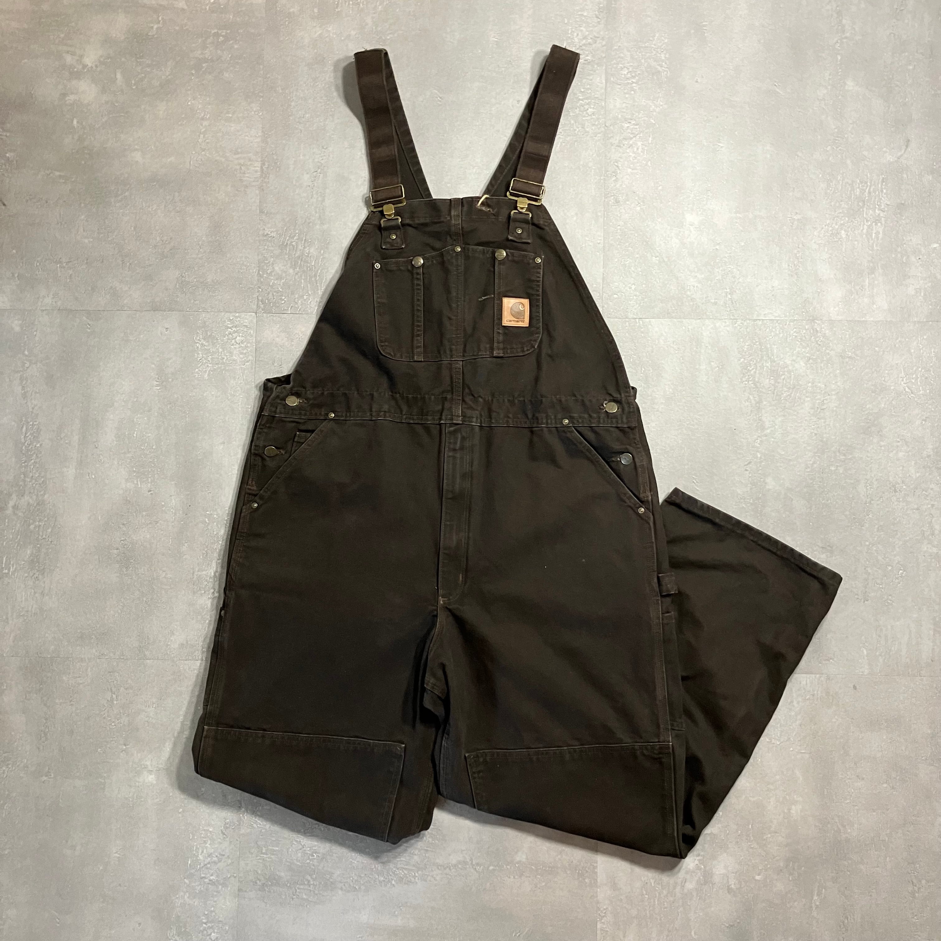 《実寸w43l28》Carhartt カーハート オーバーオール ブラウン ダック No.3674