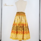 フラダンス 衣装 パウスカート イエロー系 シングル ハイビスカス柄 モンステラ柄 かわいい 華やか 鮮やか 明るい ふわふわ ハワイアン アロハ ハワイアンプリント フラ ダンス レッスン 練習 ハワイ