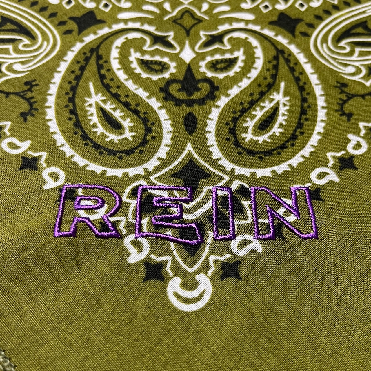 ＜REIN＞Embroidered Bandanaエンブロイダリー バンダナ(khaki) - 3