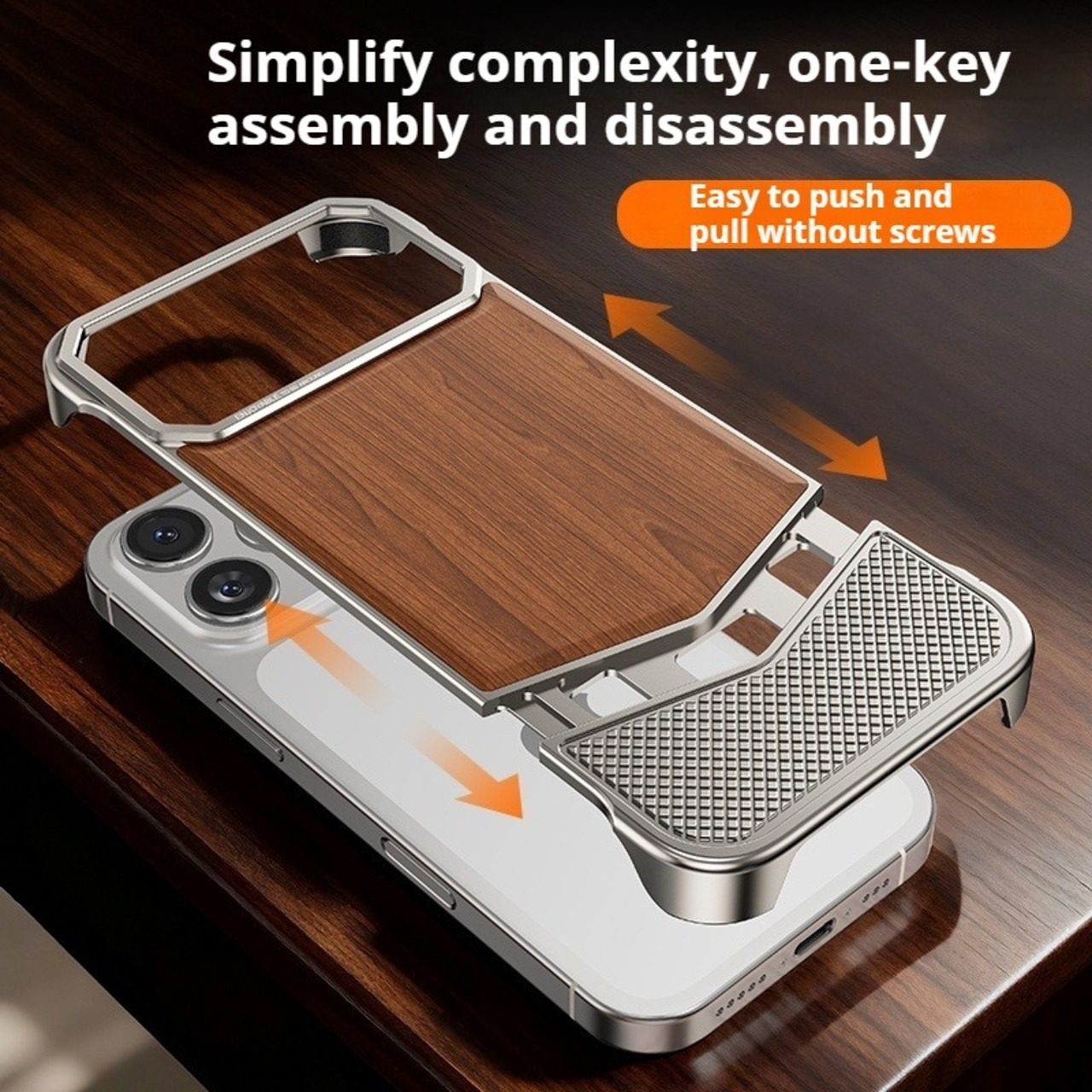 ◆iPhone 17Pro/17Pro Max◆ Wood &Aluminum Slide Phone Cover / ウッド & アルミニウム スライド スマホケース