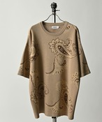 ATELANE 14GG damask pattern knit TEE (BEG) 22A-11040 (DEPROID sponsored brands)