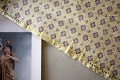 40~50s フランス 120x40c カナリアイエローの薔薇園と室内装飾用ファブリックa romanex garanti boussac ヴィンテージ