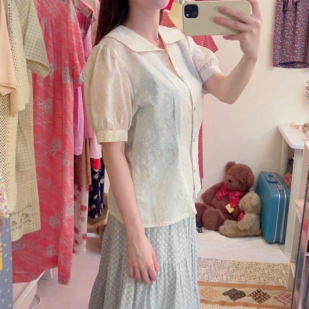 pastel bouquet sailor collar blouse