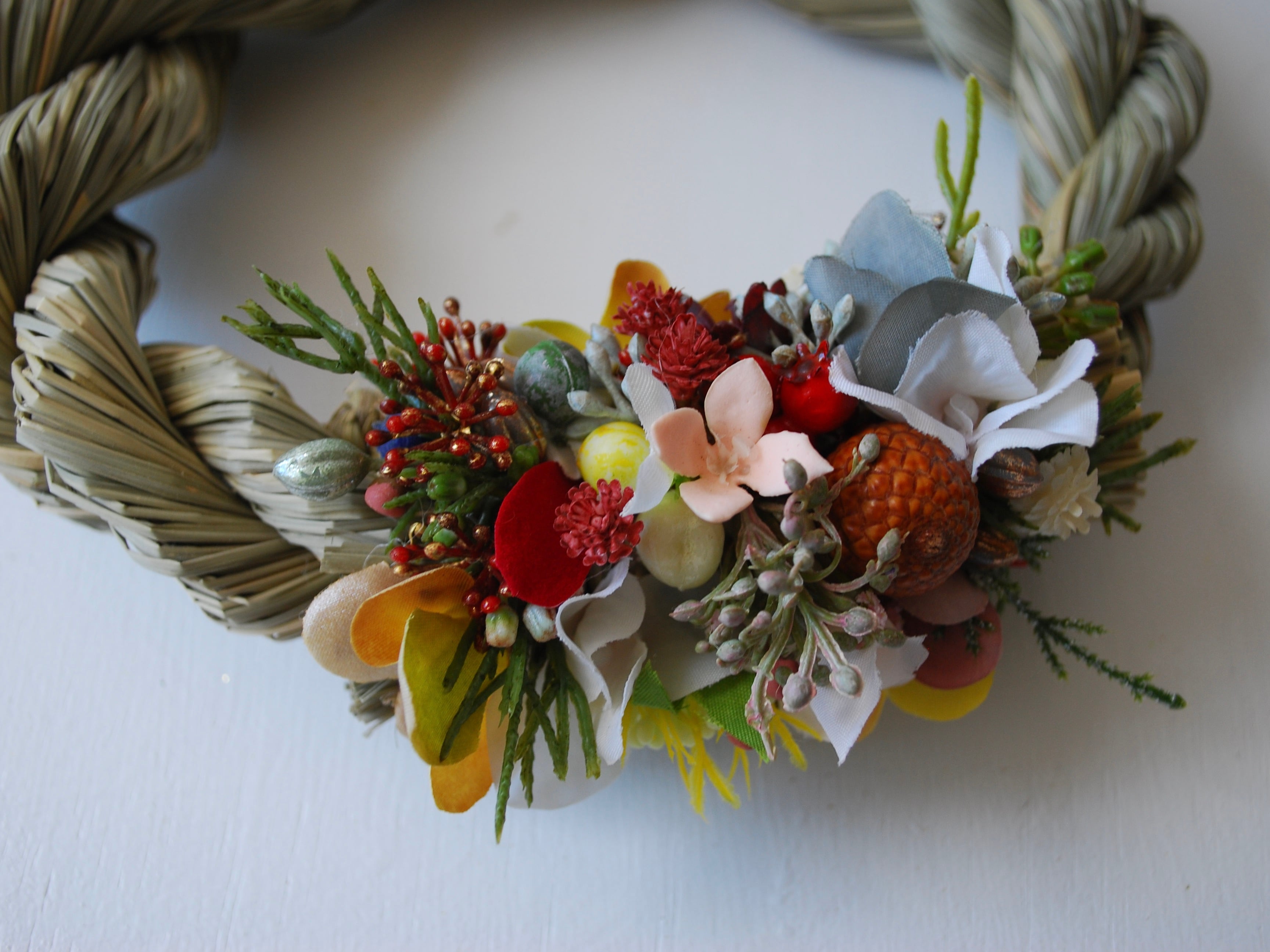 新年に花を添える太縄飾り M /しめ縄・お正月飾り